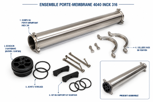 Porte-membrane 4040 inox 316 pour osmose inverse