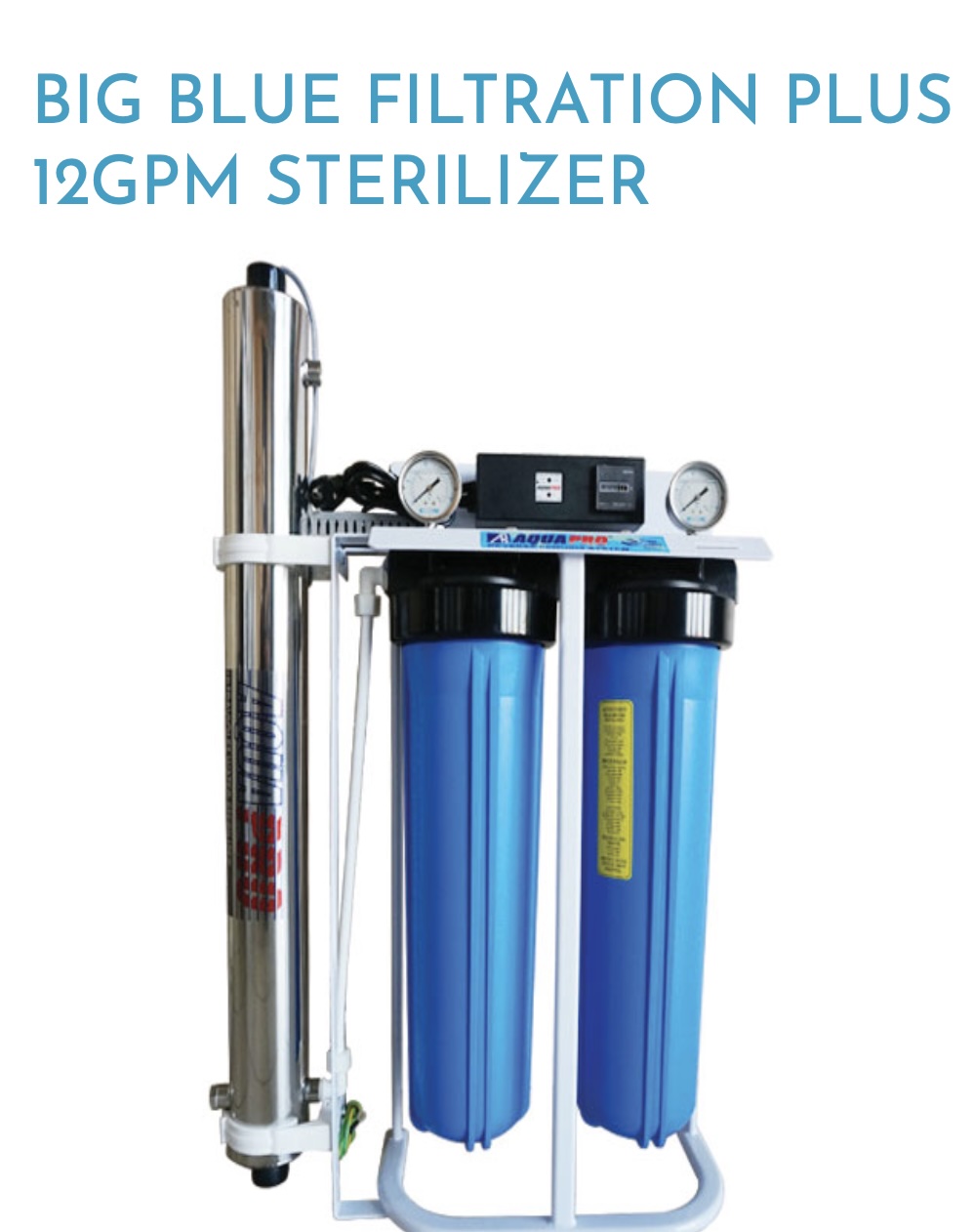 Système JUMELÉ Big Blue 20’’ avec Stérilisateur UV 40W et Filtration KDF – Débit 2,7 m³/h – Entrée/Sortie 1’’