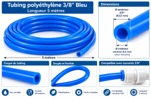 Tubing polyéthylène 3/8'' Bleu (longueur 5 mètres)