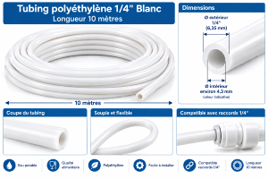 Tubing polyethylene 1/4'' Blanc (10 mètres)