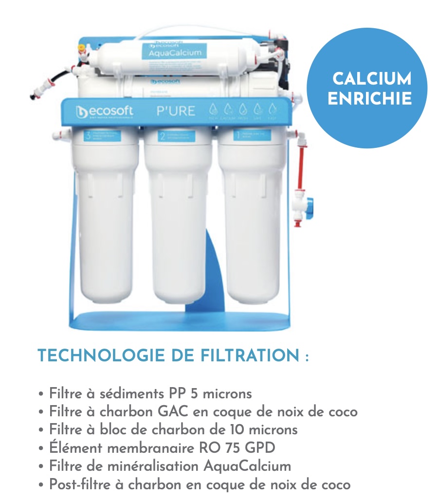 Osmoseur ECOSOFT P’URE AquaCalcium – 5 étapes – Minéralisation Calcium