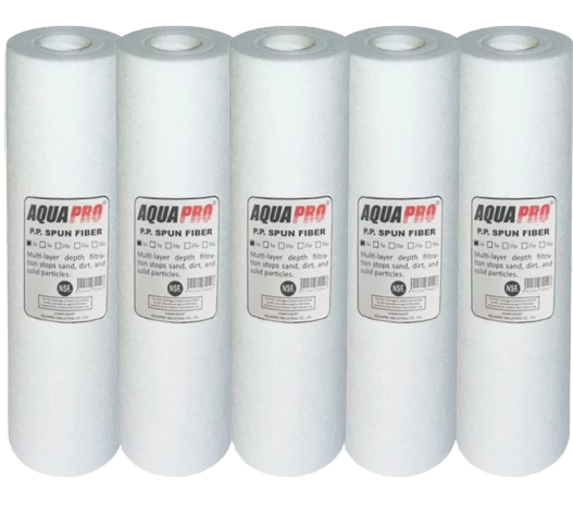 Lot de 5 Cartouches Anti-Sédiments – 25 Microns – Filtration Eau – Aquapro