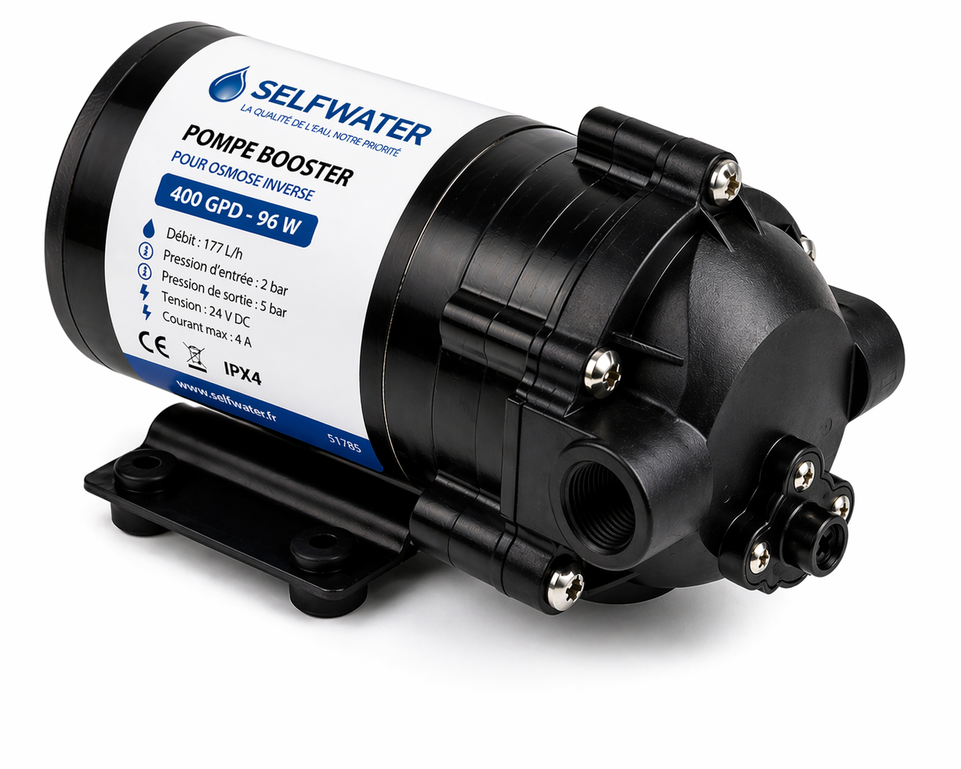 Pompe booster osmoseur 400 GPD 24V 96W | Surpression haute performance – Selfwater