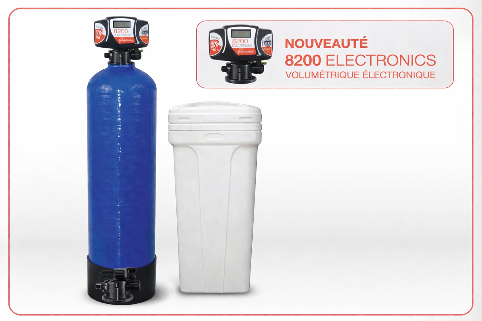 Adoucisseur d’eau bi-bloc Fleck 8200 ECT 10L – Bouteille 10x19