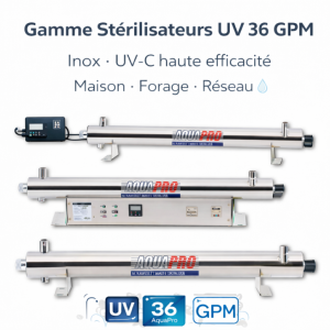 Stérilisateur UV 36 GPM – Désinfection UV eau gros débit