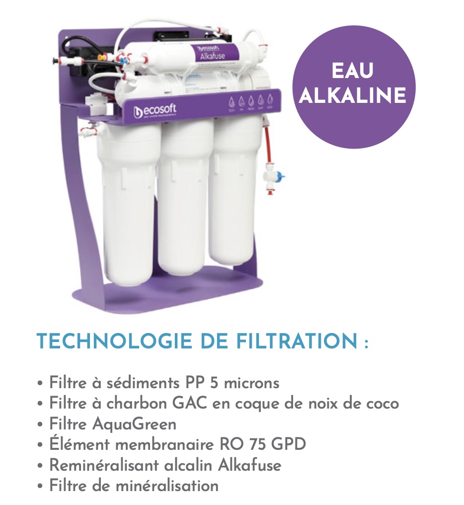 Osmoseur ECOSOFT Eau Alcaline sur Rack – 6 étapes – Minéralisation & pH Alcalin