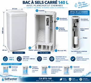 Bac à sels carré 140L avec plancher et cheminée