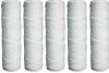 Pack de 5 cartouches mixtes 9"3/4 combinant filtration sédiments (25µ bobinée) et charbon actif