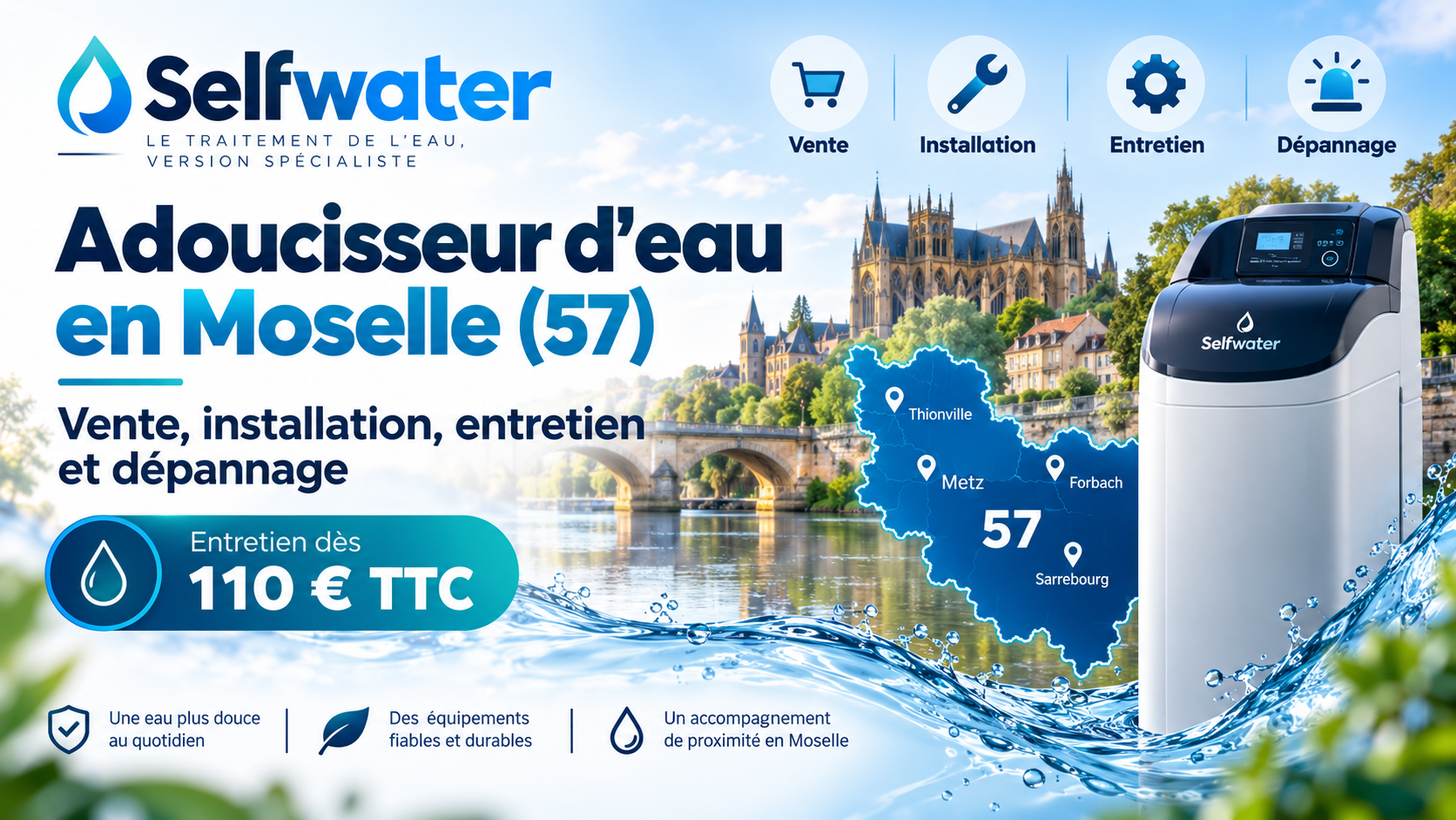 Selfwater adoucisseur d'eau en Moselle 57 vente entretien et d�pannage