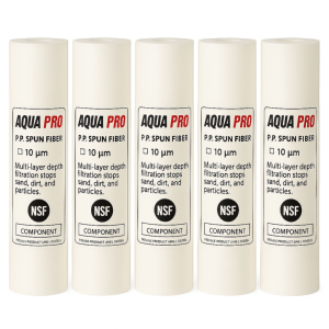 Lot de 5 cartouches Aquapro en polypropylène spun 10" – filtration 10 microns Eau – Aquapro