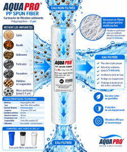 Cartouche anti-sédiments Spun – 5 microns – 10" – Aquapro