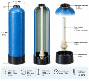 Bouteille Structural 103 L avec embase – 13" x 54" – ouverture 2 1/2"