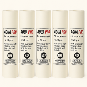 Lot de 5 Cartouches Anti-Sédiments – 20 Microns – Filtration Eau – Aquapro