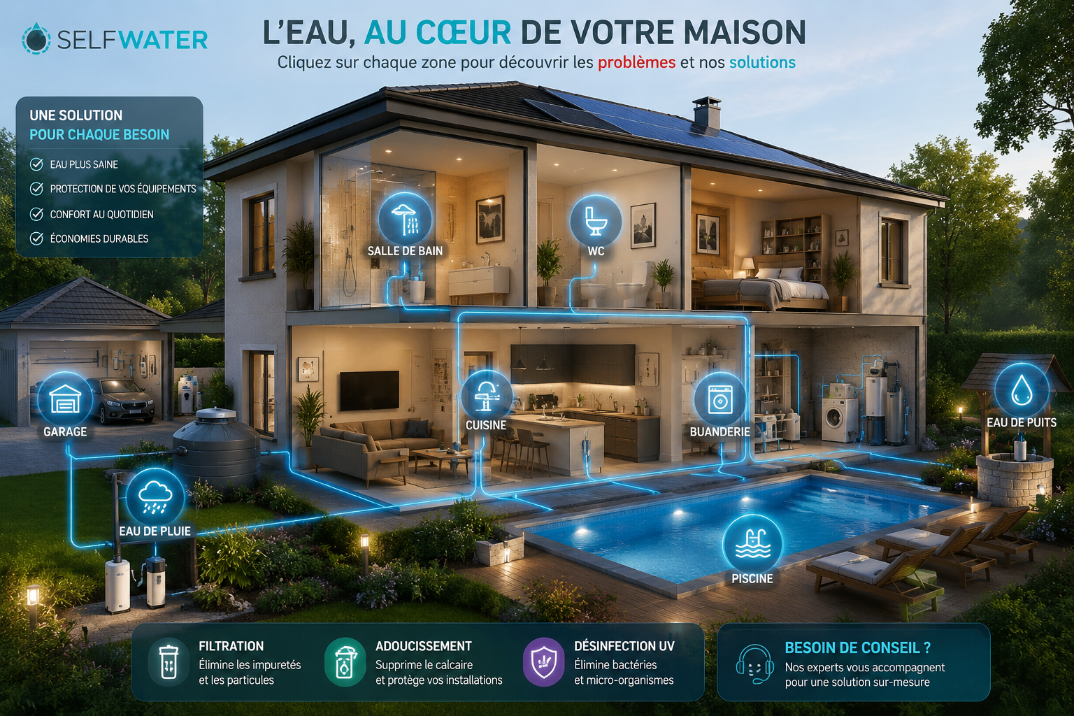 Maison interactive et solutions de traitement de l'eau Selfwater