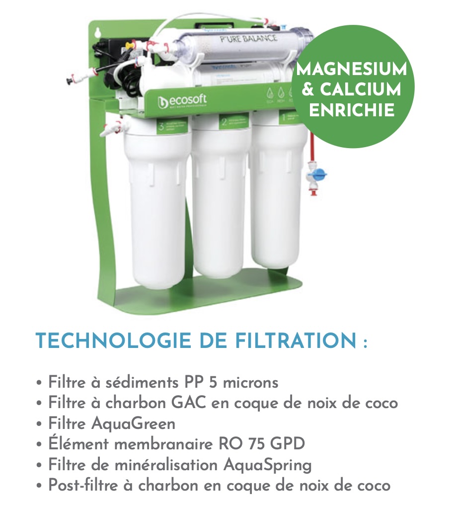 Osmoseur ECOSOFT P’URE Balance sur Rack – 6 étapes – Minéralisation Calcium & Magnésium
