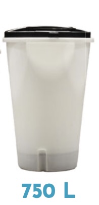 Bac à sels rond rotomoulé 750L avec plancher et cheminée Ø135 mm