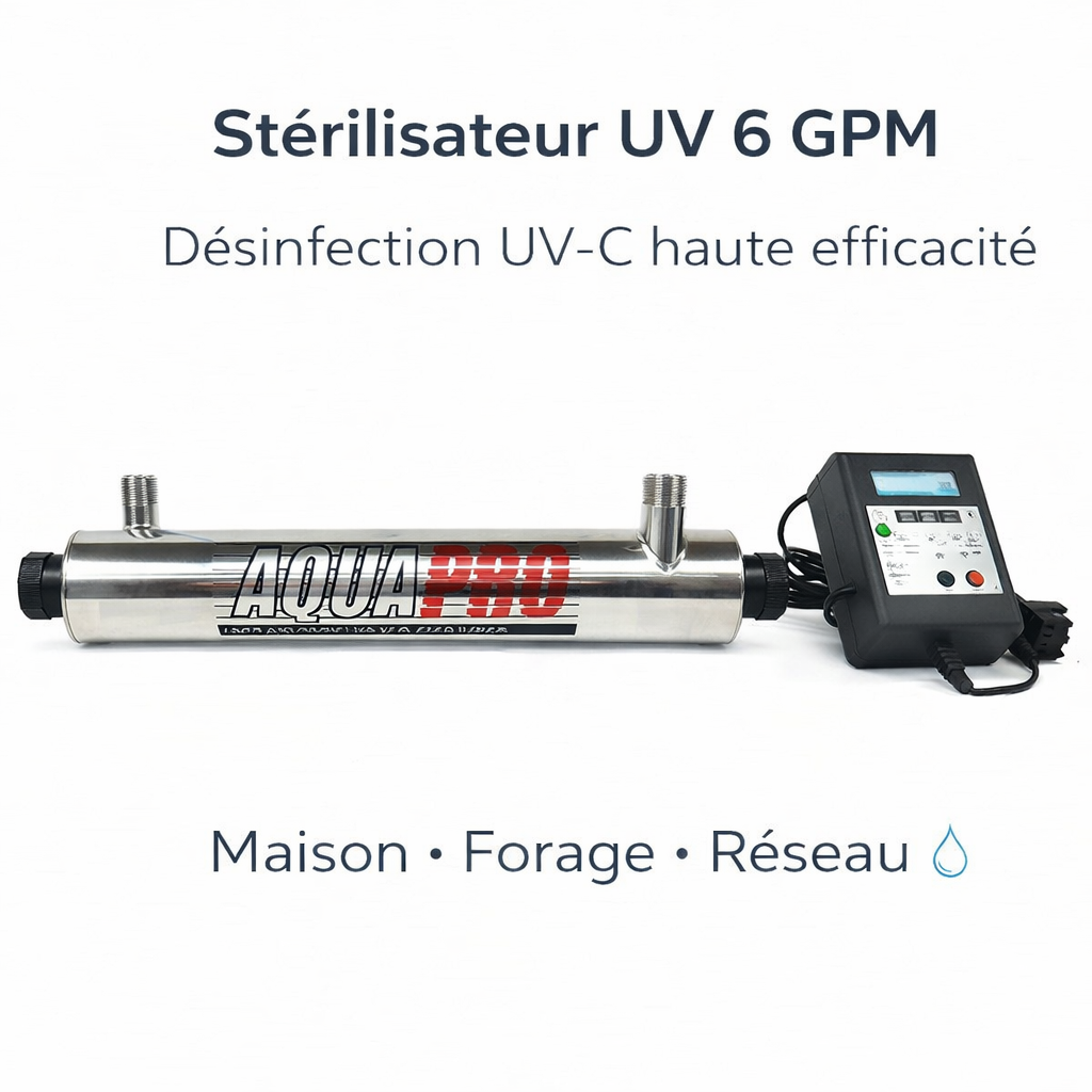 Stérilisateur UV 6 GPM | Désinfection eau UV Aquapro