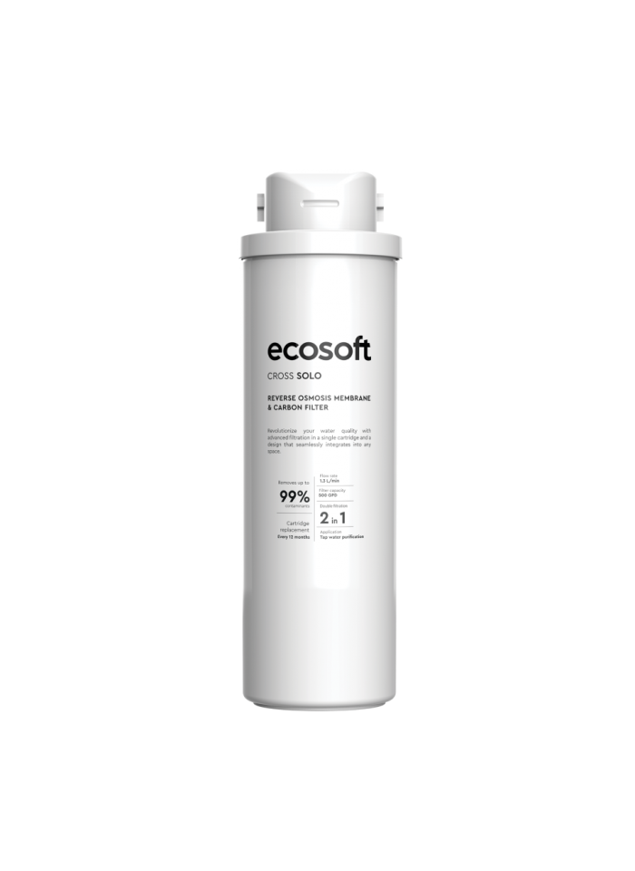 Filtre 2-en-1 Ecosoft CROSS Solo – Osmose Inverse 500 GPD + Post-filtration Charbo