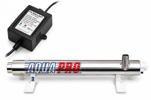 Stérilisateur UV vertical 12 GPM – 39 W – AQUAPRO acier inoxydable avec ballast + timer