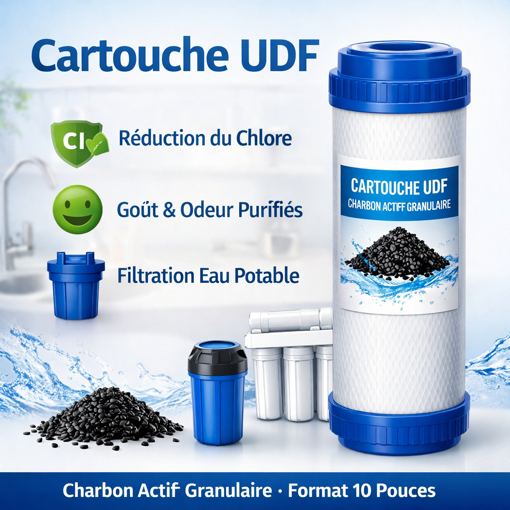 Cartouche UDF : charbon actif granulaire pour filtration de l’eau
