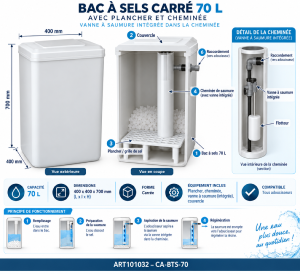 Bac à sels carré 70L avec plancher et cheminée