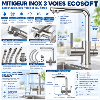 Robinet INOX 3 voies RF-120 – Eau chaude, froide & eau filtrée