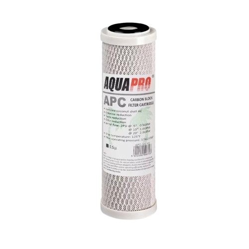 Cartouche Charbon Actif Bloc 0,5 micron – 10" – Aquapro – PR-APC10-05