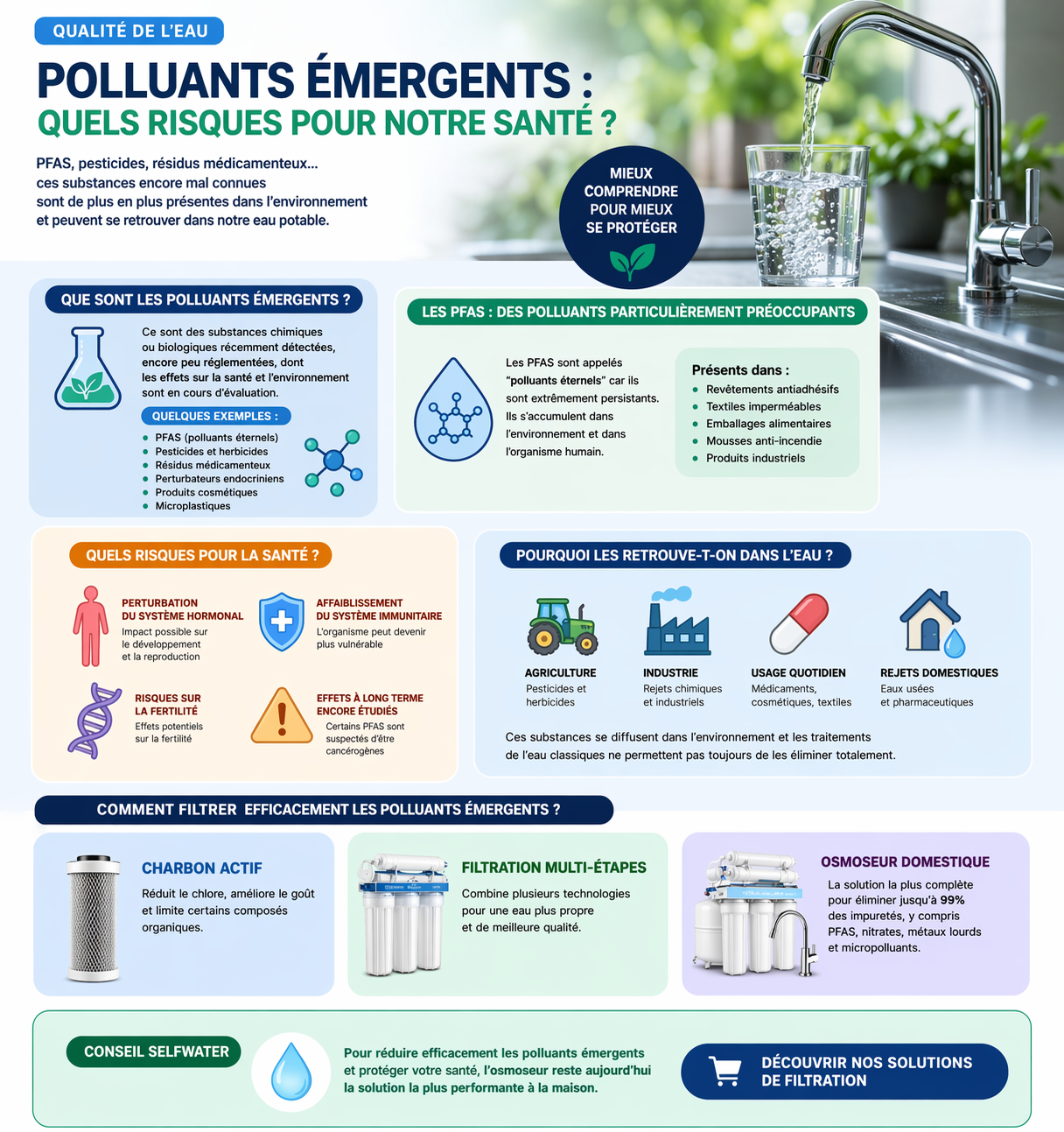 Polluants �mergents eau PFAS pesticides perturbateurs endocriniens filtration