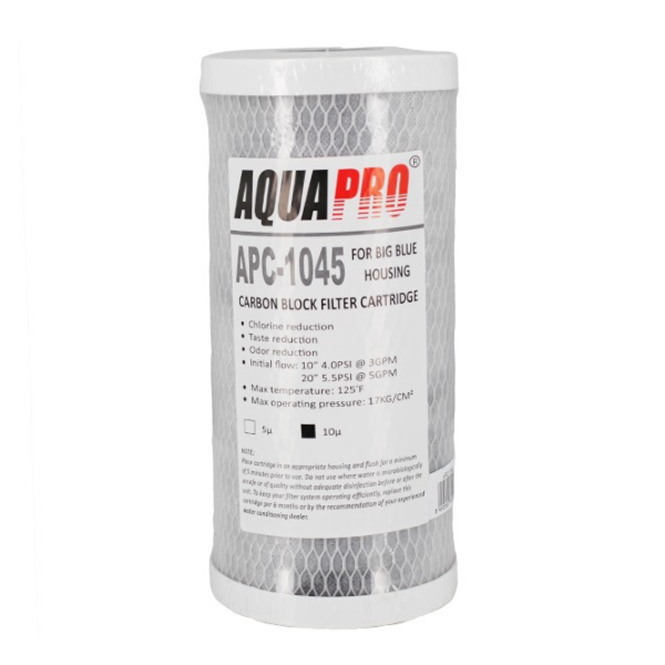 Cartouche  charbon actif Big Blue 10 pouces Aquapro APC-1045 10 microns