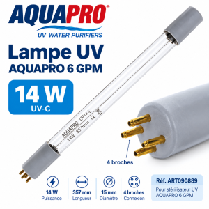 Lampe UV Aquapro 20 W (6 GPM) – Remplacement stérilisateur | PR-UV6-L