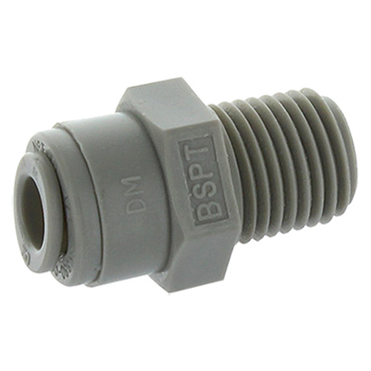 Raccord droit 1/4" fileté BSPT - 1/4" push-fit (Réf. AMCBT0404)