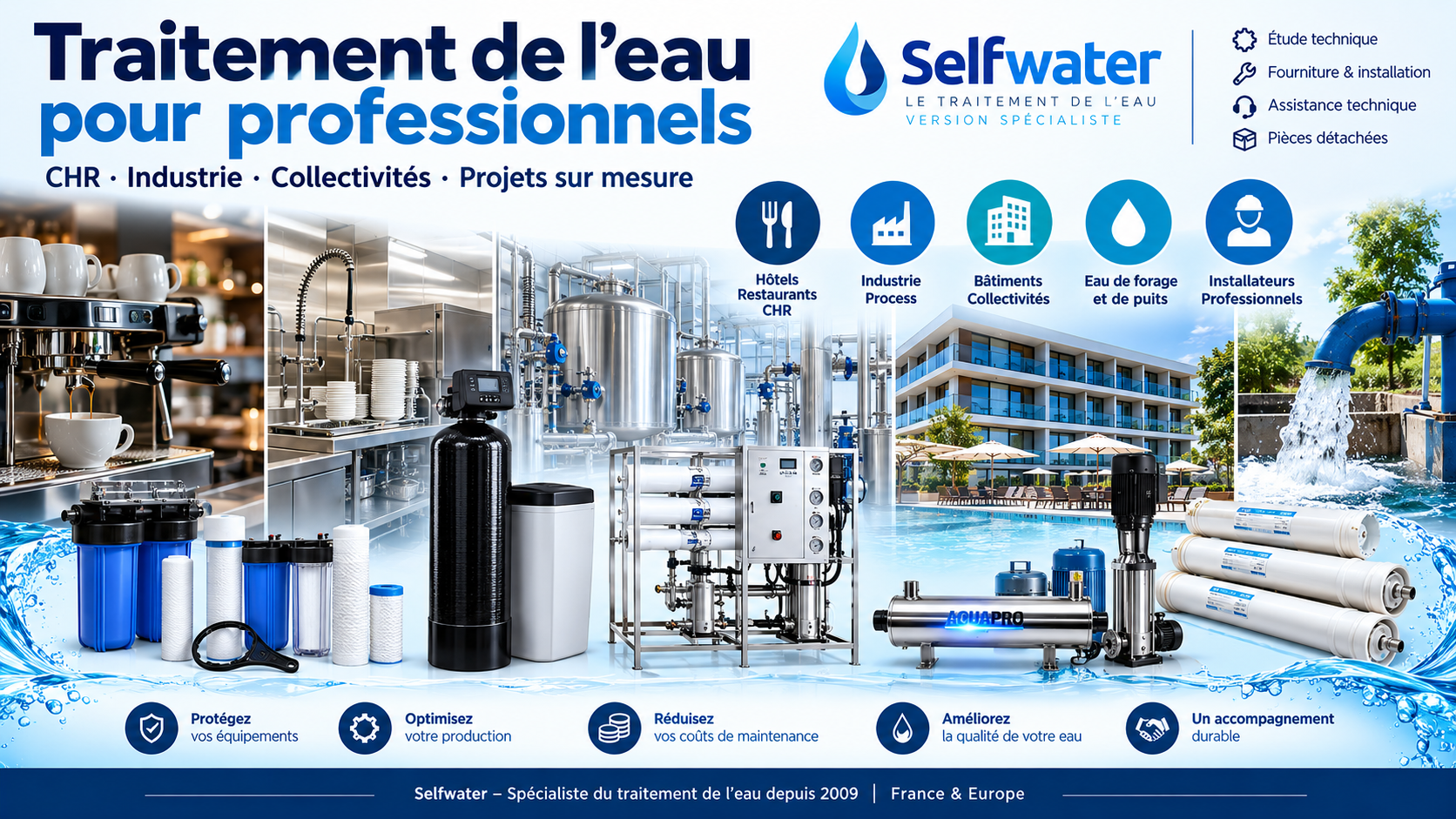 Traitement de l'eau professionnel Selfwater CHR industrie collectivit�s et projets sur mesure