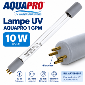 Lampe UV Aquapro 1 GPM – Remplacement pour stérilisateur d’eau | Longueur 294 mm