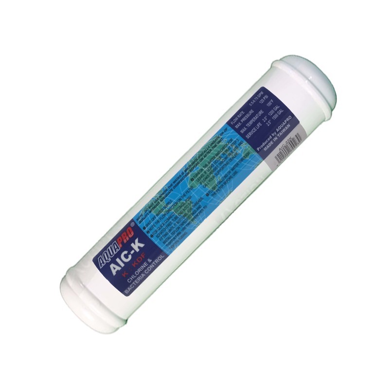 Cartouche en ligne Aquapro AICK – Filtration Charbon Actif + KDF – 12" × 2,5"