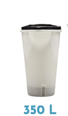 Bac à sels rond rotomoulé 350L avec plancher et cheminée Ø135 mm