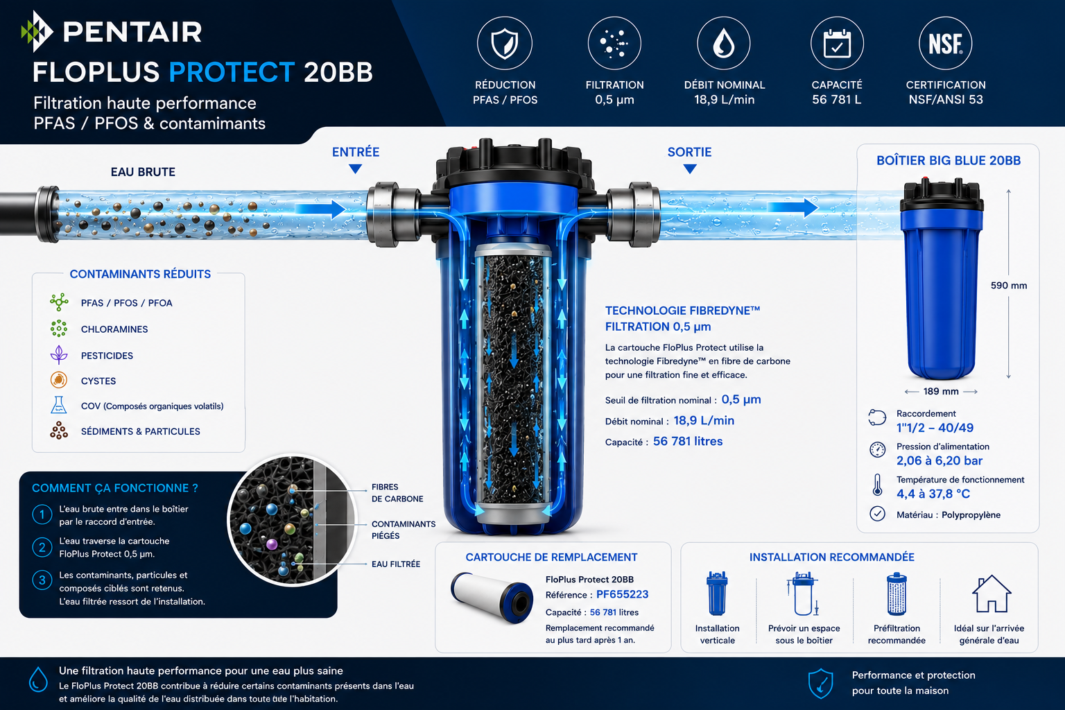 Pentair FloPlus Protect 20BB - schema technique de filtration