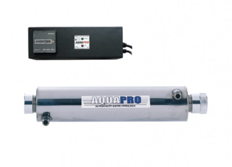 Stérilisateur UV Aquapro 1 GPM – 14 W – Acier inoxydable avec timer