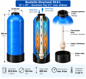 Bouteille Structural 38.9 L avec embase - 10'' x 35'' avec ouverture top 21/2''
