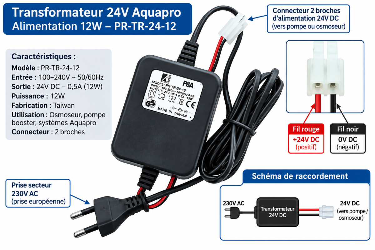 Transformateur 24V Aquapro PR-TR-24-12 12W
